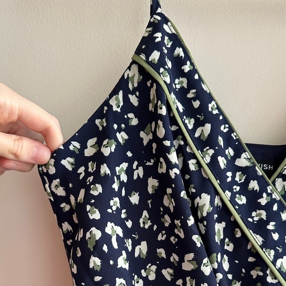 As U Wish Navy Blue and Green Animal Print Cinched Waist Jumpsuit, Size Small - Picture 7 of 16